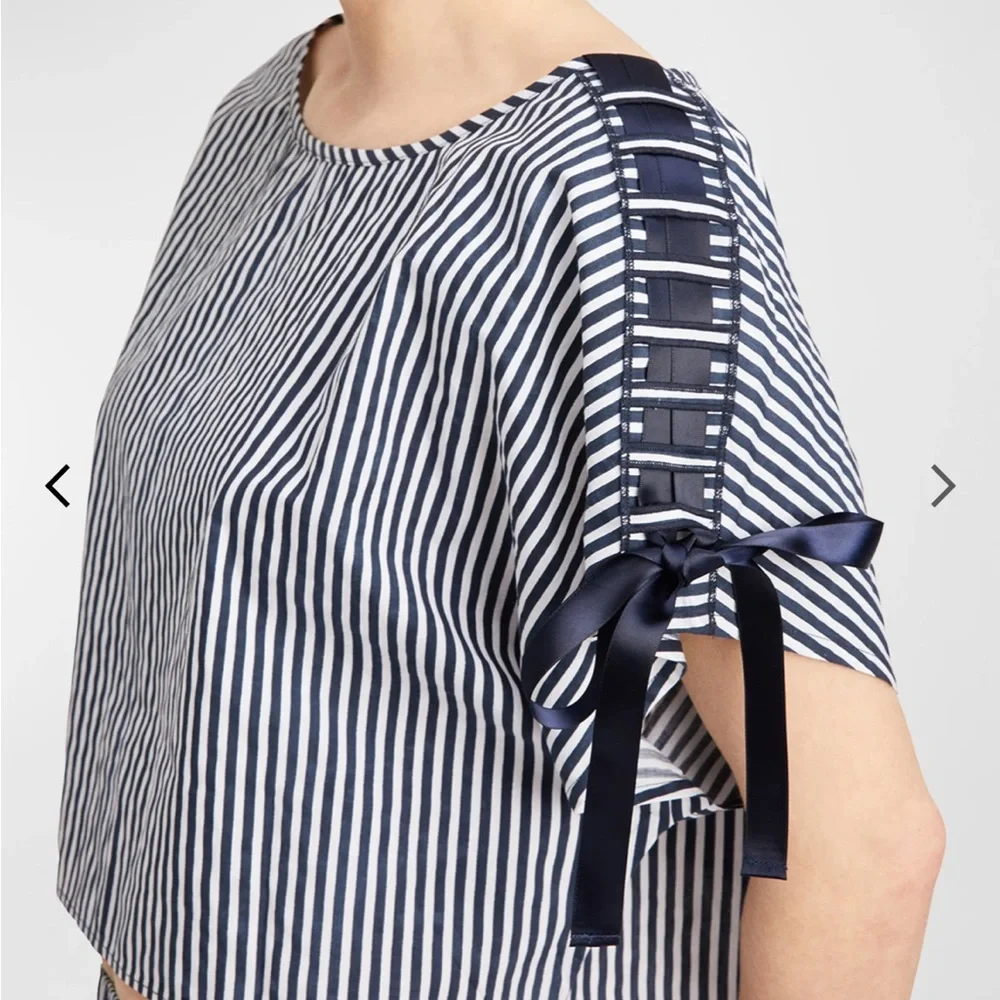 NWT Morgan Lane Gina Nessa Striped Ruffle-Trim Pajama Set - Picture 5 of 12